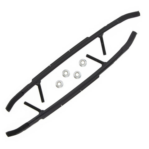 Top view of Ski-Doo BRP OEM Trail Blazer 6-inch carbide snowmobile runner with mounting bolts and nuts