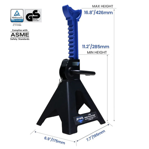 3 Ton Double Locking Car Jack Stands Heavy Duty Lift Supports Adjustable 11.2 To 16.8 Inches 6000 LB Capacity Each Set Of Two