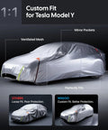 Custom-fit Tesla Model Y Car Cover All Weather Outdoor Protection with Waterproof UV Sun and Heat Shield, ventilated design
