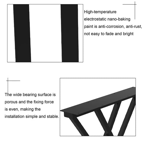 Close-up of Heavy Duty Metal Table Legs Rock Solid Frame for Office Desks with anti-corrosion finish, showcasing stability and durability.