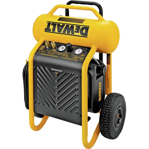 Heavy Duty Portable Air Compressor Featuring 4.5 Gallon Steel Tank And 225 Psi Maximum Pressure With Smooth Roll Wheels.