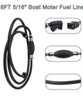 8 Ft Boat Fuel Line With Primer Bulb Connector For Outboard Motor 5 Sixteenth Inch Hose Replacement 2 Stroke 75-115 HP And 4 Stroke 40-75 HP With Quick Connect Fittings, showing coiled hose and connectors