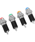 Four Pack Waterproof Stage Indicator Lights LED Panel Lamps, IP65 Weatherproof Green Pilot Signals for Live Sound, DJ Booths, and Outdoor Venues, Durable Plastic and Metal Housing, four panel-mount lights with red green orange blue caps