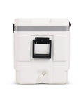 Back view of Latitude Marine 100 Quart Cooler With Cool Riser Elevation For Extra Chill Ultra White Finish Five Day Ice Retention