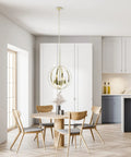 18 Inch Sleek Modern Orb Pendant Light With Adjustable Height Chain Three Light Metal Rings And Clear Glass Shades In Gold Finish