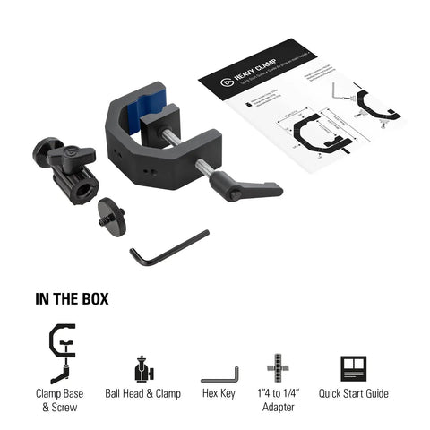 Heavy Duty Aluminum Camera And Lighting Mount Featuring Adjustable Ball Head Thick Padded Jaws Grip Rock Solid On Tables And Light Stands Four Quarter Inch Threads For Fast Rig Build