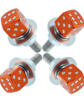 Dice License Plate Screw Fasteners Kit Four Piece Set For Cars Trucks And Motorcycles Orange Durable Stainless Steel And Aluminum Alloy
