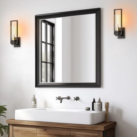 Set Of 2 Black Outdoor Wall Sconces 11 Inch Matte Finish Vintage Style Vanity Lighting For Porch Hallway Living Room Or Bedroom