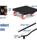 Heavy Furniture Lifter Mover Dolly Set With 360 Degree Rotation Five Wheel Dollies Extendable Crowbar And 400 Kg 800 Lbs Capacity Heavy Duty Moving Tool Kit For Easy Furniture Moves showing product dimensions
