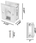 Slick Brushed Nickel Pocket Sliding Door Lock And Privacy Pull Handle With Reversible Latch Hardware Kit dimensions 2-3/4" x 2-1/2" x 1-3/8".