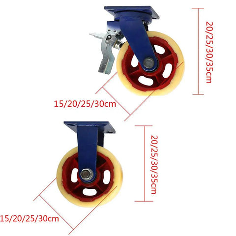 Beefy Heavy Duty Caster Wheel With Iron Core And Nylon Wheel Brake Equipped Universal Cart Wheel 1000kg Load Capacity