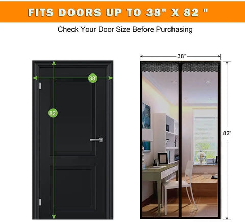 Pet Friendly Magnetic Screen Door With Fiberglass Mesh Easy Install Sliding Screen for 38x82 inch doors