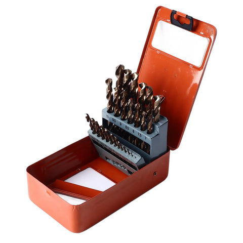 Snag This Killer Cobalt Drill Bit Set 25 Piece High Speed Twist Bits For Hardened Metal Stainless Steel Iron Wood quick chip removal with solid storage case.