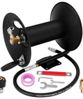 Heavy Duty Built To Last 100Ft Three Eighths Inch NPT Pressure Washer Hose Reel With Swivel Arm Steel Wall Mount Bracket 4000 PSI