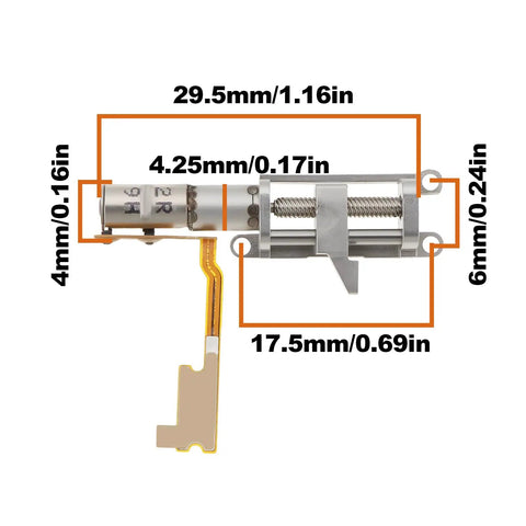 Dimensions of Beefy 4mm Planetary All Metal Gearbox Stepper Motor With Screw Slider For Precision Motion 2 Phase 4 Wire Drive