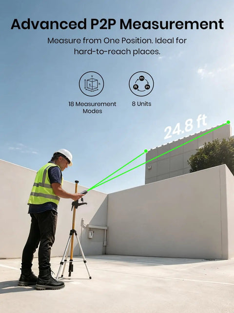 Pro Grade Heavy Duty Green Laser Distance Tool With Smooth 8X Digital Zoom Camera And Right On Precision Lockup For No Sweat Outdoor Layouts And Hassle Free Renovations