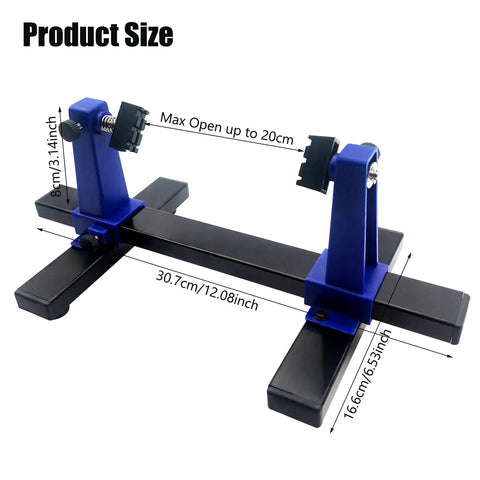 Pro Grade Adjustable Soldering Clamp For Circuit Boards PCB Holder Frame And Clamping Kit with product dimensions shown