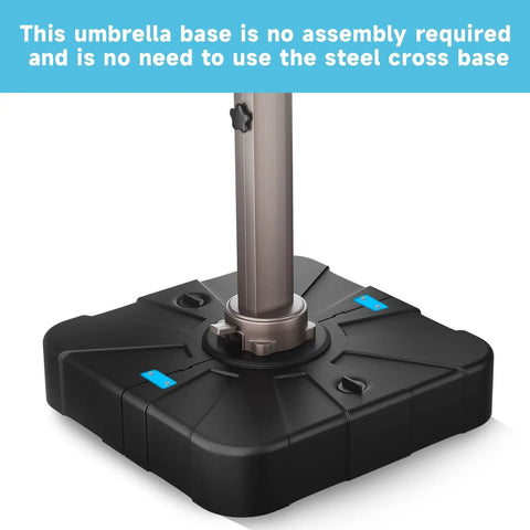 Heavy Duty Cantilever Umbrella Weighted Base, 300 Lb Capacity, 34 by 34 by 7 Inches, Outdoor Offset Stand shown without steel base.