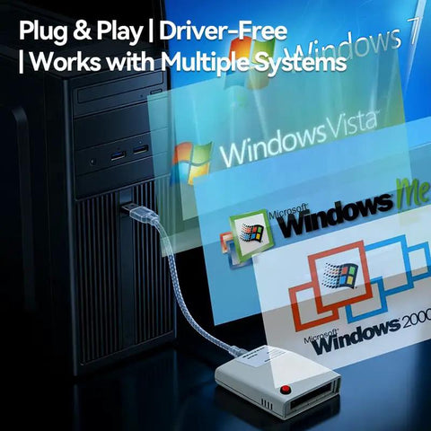 Rugged USB 2.0 PCMCIA Card Reader for 68-Pin PC Cards and ATA, connected to desktop showcasing wide system compatibility.
