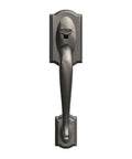 Camelot Trim Front Entry Handleset With Georgian Knob In Antique Pewter, Lower Half, Adjustable To Fit 1-3/8 To 1-5/8 Inch Exterior Doors