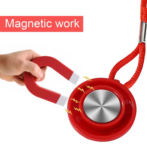 Using magnet on red Universal Treadmill Safety Key, part of Two Pack Universal Treadmill Magnetic Safety Keys Red Emergency Stop Clips With Powerful Magnets Replacement Safety Switch For Most Running Machines And Home Gyms In Round And Rectangular Styles.