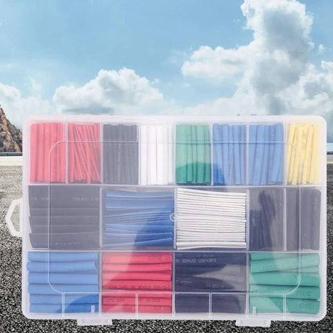 Dope 670 Piece Mixed Color Heat Shrink Cable Sleeve Kit For Wire Identification Garage Workshop Auto Mechanic Projects And Electrical Repairs With Flame Retardant Durable Pe Material You Gotta Get, assorted tubes in storage case