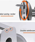 Close-up of labor-saving rocker and double reinforcement on Top Notch Stainless Steel Hose Reel With Wall Mount Heavy Duty 40M Water Coil Rack And High Pressure Spray Gun For Garage Backyard Grind And Weekend Projects Built To Last.