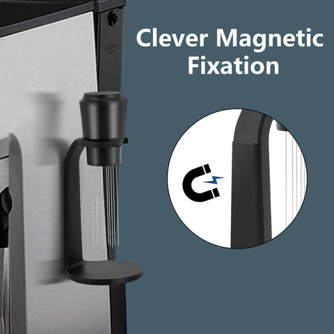 Magnetic WDT Tool For Espresso Machines With Aluminum Alloy Build, Blunt Polished Needles, And Magnetic Storage On A Stand