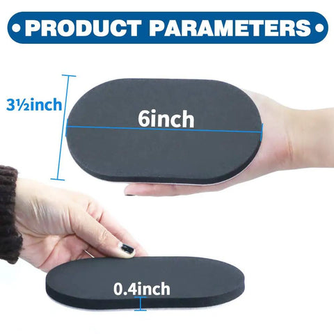 Eight Pack Heavy Duty Oval Felt Furniture Sliders For Moving On Hard Floors Easily Glide Couches Beds Armoires Reusable Durable Three And One Half Inch By Six Inch Size, showing product dimensions.