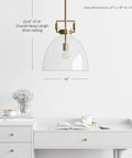 Leigh Pendant Light With Oversized Glass Shade And Adjustable Cord over white desk in modern decor