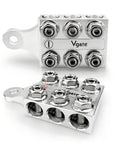 Heavy Duty 12 Way Terminal Distribution Block Bus Bar For Lithium And Agm Batteries Handles 8 Awg Up To 4 0 Awg Cables With M8 And 5 16 Inch 18 Studs rugged aluminum build with multiple connectors.