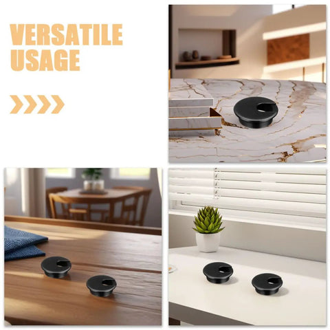 Sturdy Round Plastic Cable Grommet Kit With Easy Tool-Free Installation Covers Desk Cord Holes For Home And Office Cable Management Wear Resistant 10 Pack on marble and wood desks