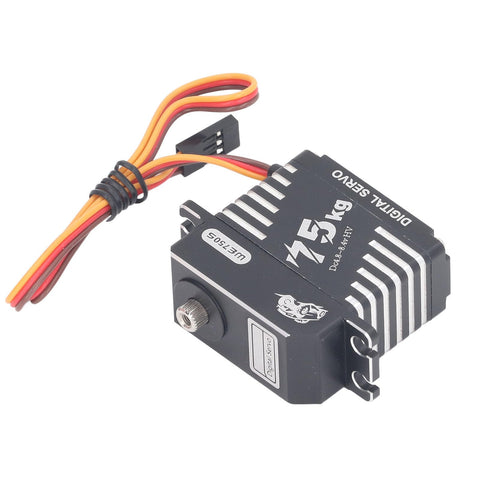 Rock Solid Brushless RC Servo With Dope Metal Gears And Badass Digital Steering for high torque, 75kg.cm, compact size and precise control.