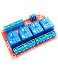 12V Four Channel Relay Module With Opto Isolation And High And Low Level Trigger For Arduino And Home Automation, 250V AC Load, SMD Optocoupler For Projects, blue 4-relay board with screw terminals