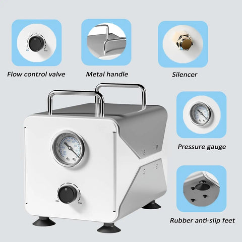 Professional Oil Free Diaphragm Vacuum Pump With Adjustable Pressure For Precise Liquid Filtration And Lab Extraction features flow control, pressure gauge, and metal handle.