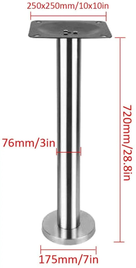 Rock Solid Stainless Steel Table Legs For Dining And Restaurant Furniture Sleek Silver Iron Base Heavy Duty Bar Counter Brackets Durable Custom Column Supports Top Shelf Design with measurement details.