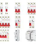 No Fuss 1P And 2P Din Rail Mcb Circuit Breaker Handling Overloads And Short Circuits Smoothly 6A To 63A Amps For 230V And 400V Panels Quick Slide In Mount Built Tough multiple circuit breakers displayed on a white background