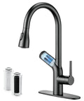 Cobbe Kitchen Faucet with Water Filter, Pull Down Sprayer, Matte Black, featuring built-in filter and sleek design.