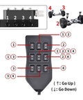 Air Ride Suspension Manifold Kit With Eight Valve And Quarter Inch NPT Ports 12V Bag Controller Valve Pneumatic Shock Absorber Comes With Five Meter Wired Remote And Nine Switches For Easy Ride Tuning, featuring control panel and diagram.