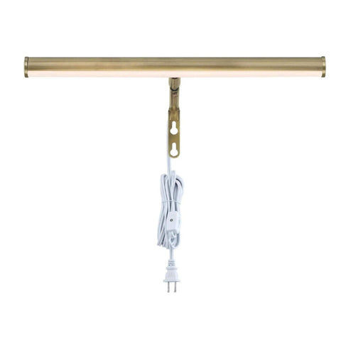 14 Inch Adjustable LED Picture Light in Antique Brass Dope Wall Art Lighting, 4W, 206 Lumens, front view with plug-in cord