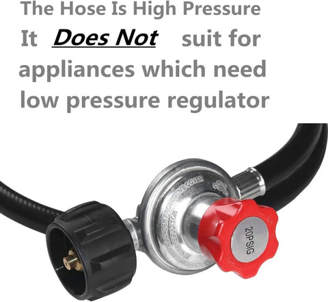Adjustable 0 To 20 PSI Propane Regulator With Five Foot Hose For QCC1 Type1 Tanks Fits LP Gas Grills Turkey Fryers Patio Heaters