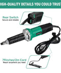 1/4-Inch Electric Die Grinder, 6 Amp Heavy-Duty Compact High-Speed Rotary Tool with rear switch and 79-inch cord