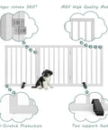 Freestanding Wooden Dog Gate With 3 Panels, 24 Inch Tall, Foldable White Pet Gate For Doorways And Stairs, Includes 2 Support Feet