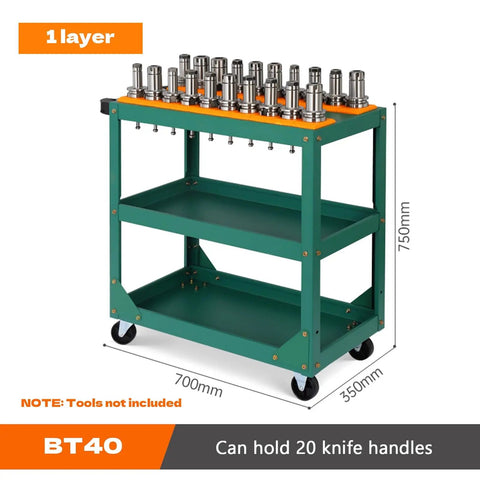 Tough As Nails Heavy Duty Steel Rolling Tool Cart Workhorse With Smooth Swivel Casters And BT40 CNC Tool Holder Rack For Industrial Garage Workshop Organization