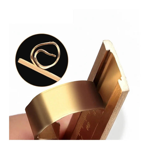 Solid Brass Digital Caliper High-Precision Mini Tool Crafts Jewelry measuring a gold ring detail with clear scale.