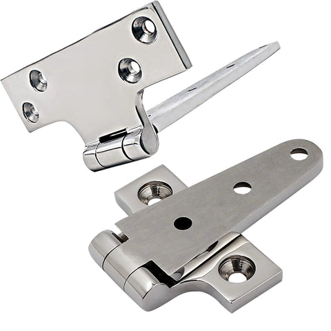 Two-pack Laorde 316 stainless steel T-hinges for marine use, 4x2 in (100x54 mm) with screws