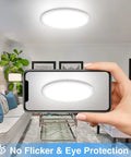 Six Pack 12 Inch Dimmable Flush Mount LED Ceiling Light 28W 3200LM 5000K Daylight White installed in modern living room