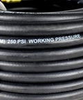 Coiled 100 Foot Heavy Duty Badass Rubber Air Hose 3/8 Inch NPT Fitting 250 PSI Rated Kink Resistant Flexible EPDM Pipe For Air Compressor And Tools Garage Shop Industrial Sick Premium Quality Workhorse Gear No BS Durability black hose