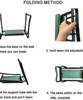 Folding method for Kneeler Seat For Gardening Portable 2-In-1 Garden Kneeling Chair With Handles And Tool Pouches, Lightweight Garden Bench For Parents And Seniors, Soft EVA Foam Pad And Comfy Cushioned Comfort.