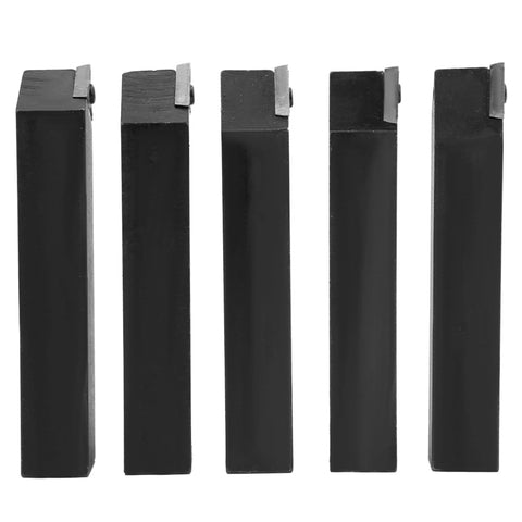 Five black carbide indexable turning tool holders with replaceable cutting inserts.